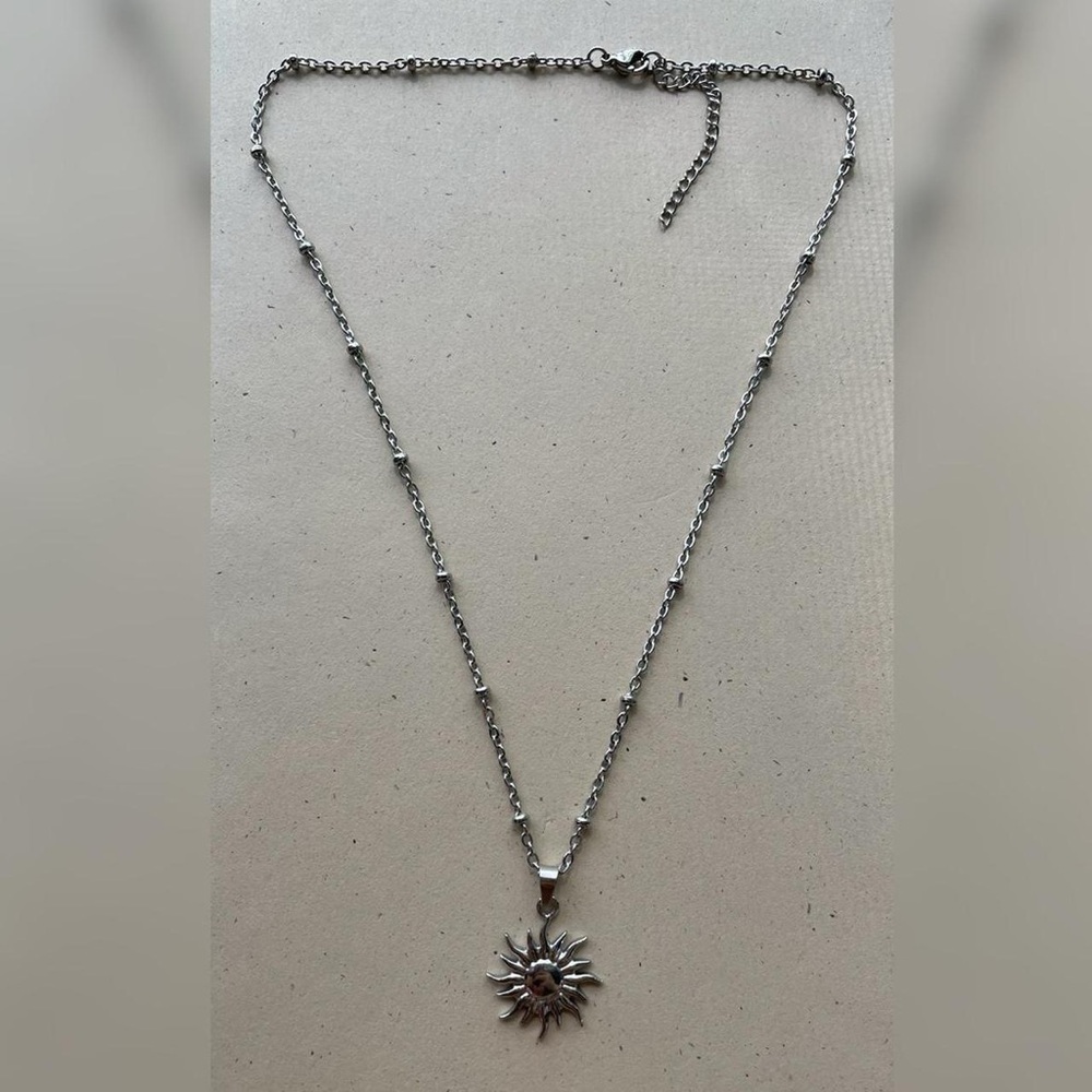 Silver Sun Pendant Necklace - Picture 5 of 5